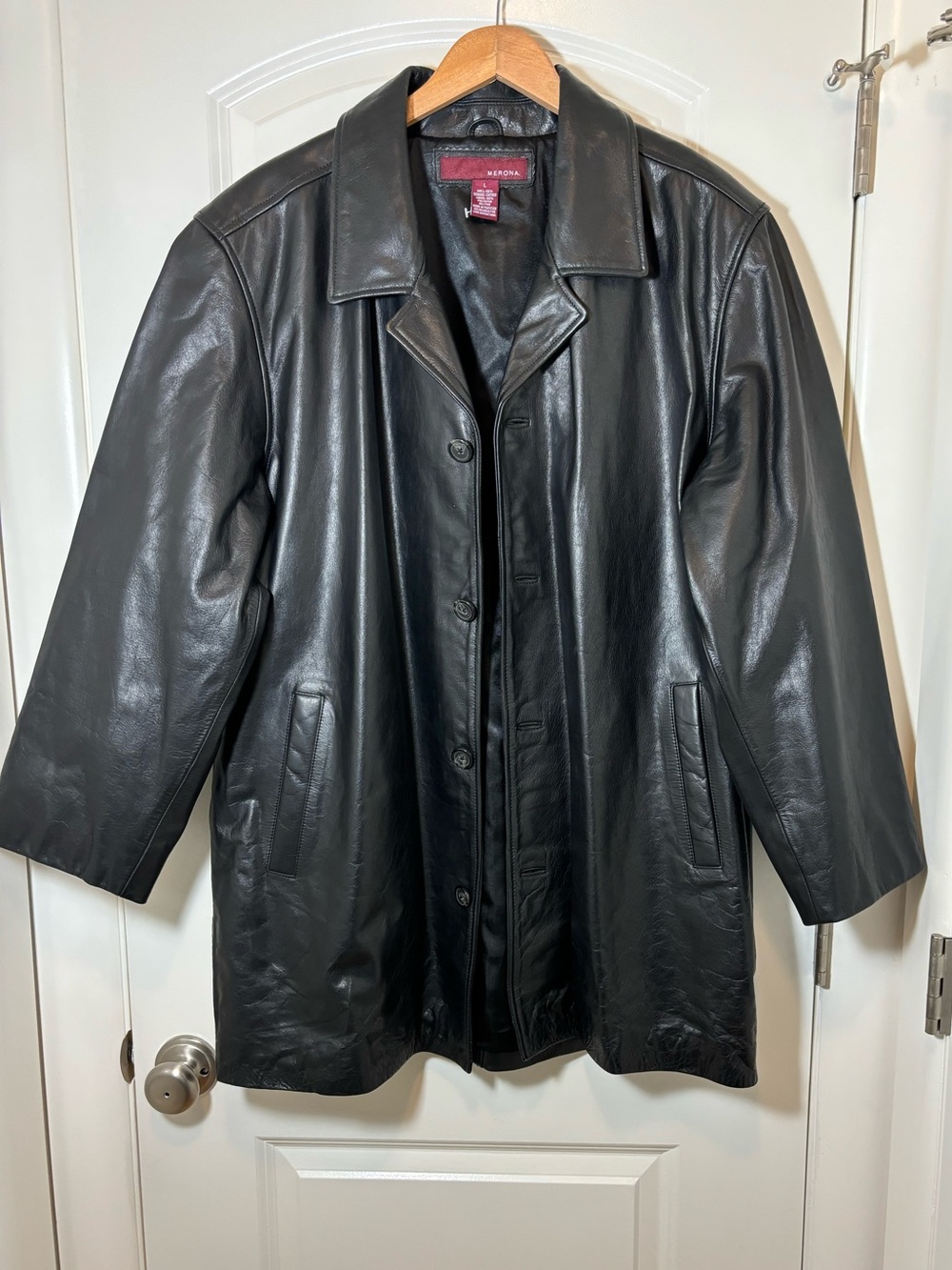 Merona Black Leather Jacket Vintage Style Genuine Leather